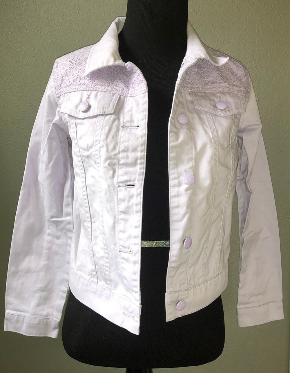 Jona Michelle button up lavender denim jacket girls size 10/12